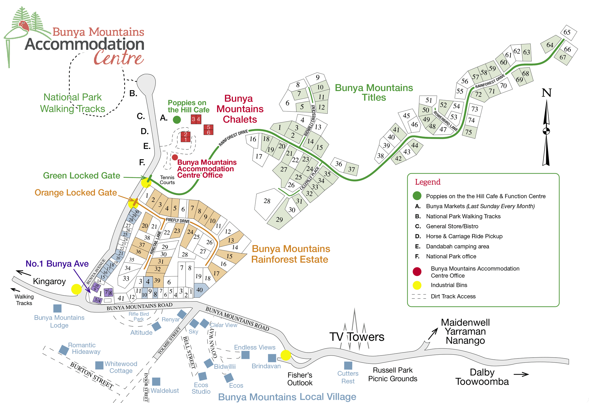 Bunya Mountains Accommodation Map